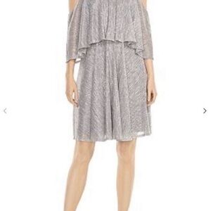 Halston heritage Elegant Gray Off-Shoulder Dress